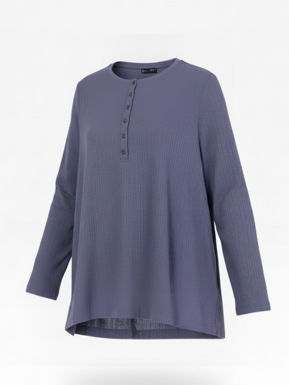 🖤 G.H. Bass & Co. Ribbed Henley Tunic Top XXL Dusty Blue Purple